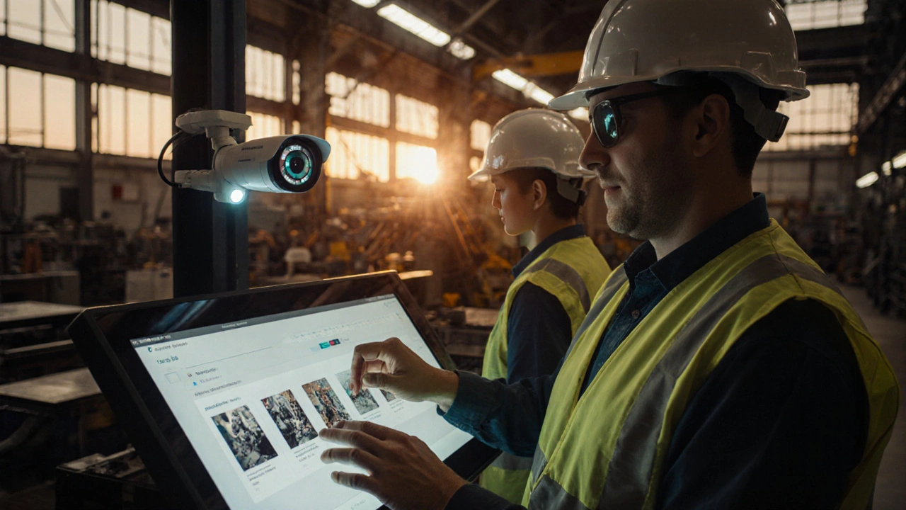 Factory workers training an AI system using their own photos of product defects