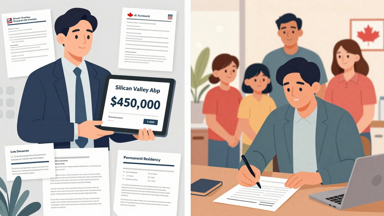 An AI researcher choosing between a high-paying U.S. job with legal hurdles and a welcoming Canadian residency with family.