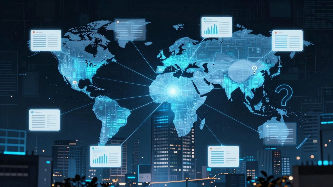 Abstract data transformation from chaotic spreadsheets to clean interconnected nodes.