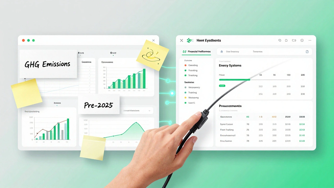 A transition from chaotic spreadsheets to an integrated climate data dashboard for financial reporting.