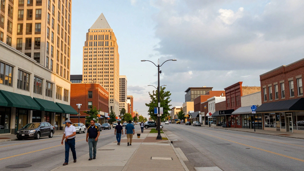 Nebraska's bustling downtown versus West Virginia's quiet streets