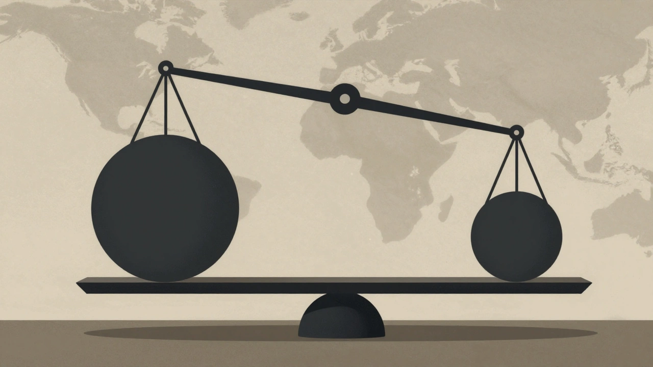 Symbolic scale showing IMF voting power imbalance.