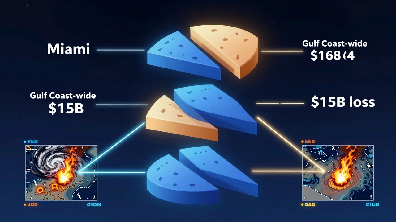 Three risk tranches of catastrophe bonds visualized as layered pie slices linked to satellite data of disasters.